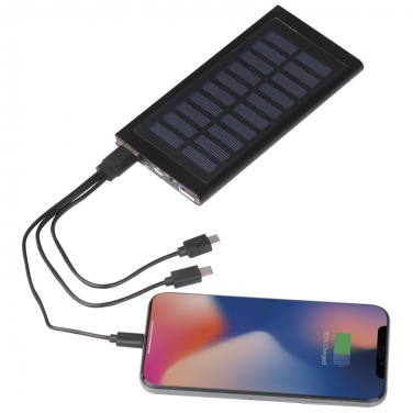 Logo trade advertising products picture of: Solar powerbank - 8000 mAh, black