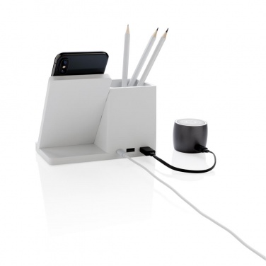 Logo trade promotional giveaways picture of: Ontario 5W wireless charger with pen holder, white