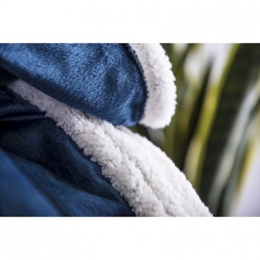 Logo trade corporate gift photo of: Blanket fleece, navy/white