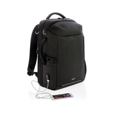 Logotrade promotional product image of: Swiss Peak XXL weekend travel backpack with RFID and USB, black