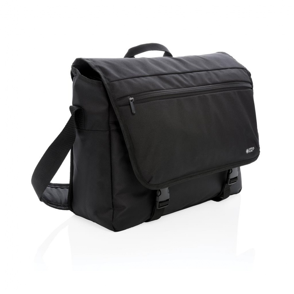 Logotrade advertising product picture of: Swiss Peak RFID 15" laptop messenger bag PVC free, black