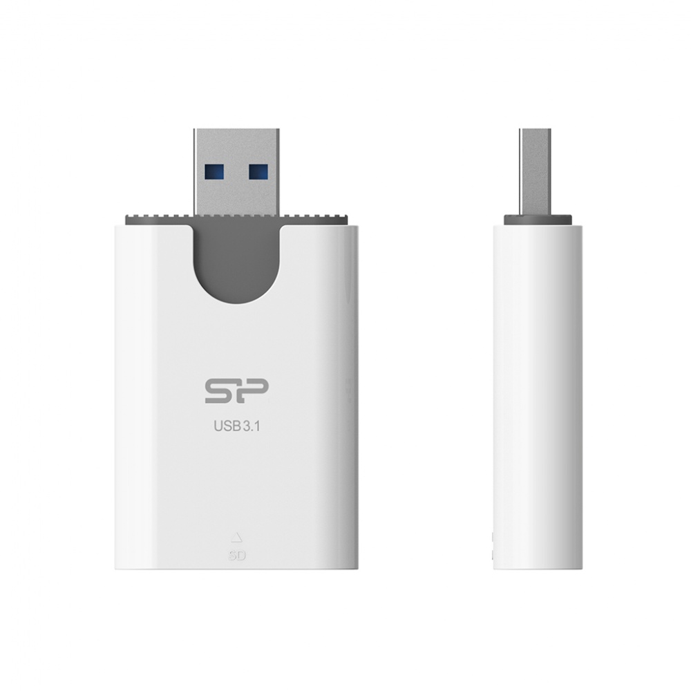 Logo trade promotional gifts picture of: MicroSD and SD card reader Silicon Power Combo 3.1, White