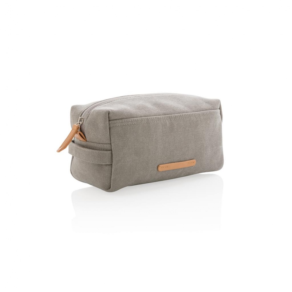 Logo trade advertising product photo of: Canvas toiletry bag PVC free, grey