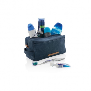 Logotrade promotional gift picture of: Canvas toiletry bag PVC free, blue