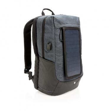 Logo trade business gift photo of: Swiss Peak eclipse solar backpack, black