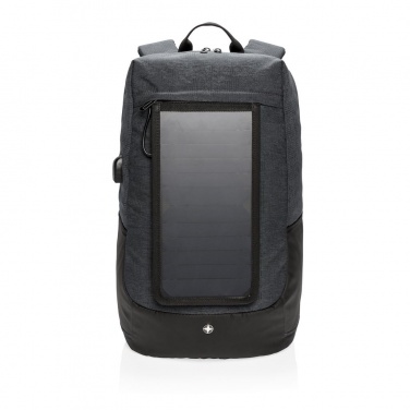 Logo trade corporate gifts image of: Swiss Peak eclipse solar backpack, black