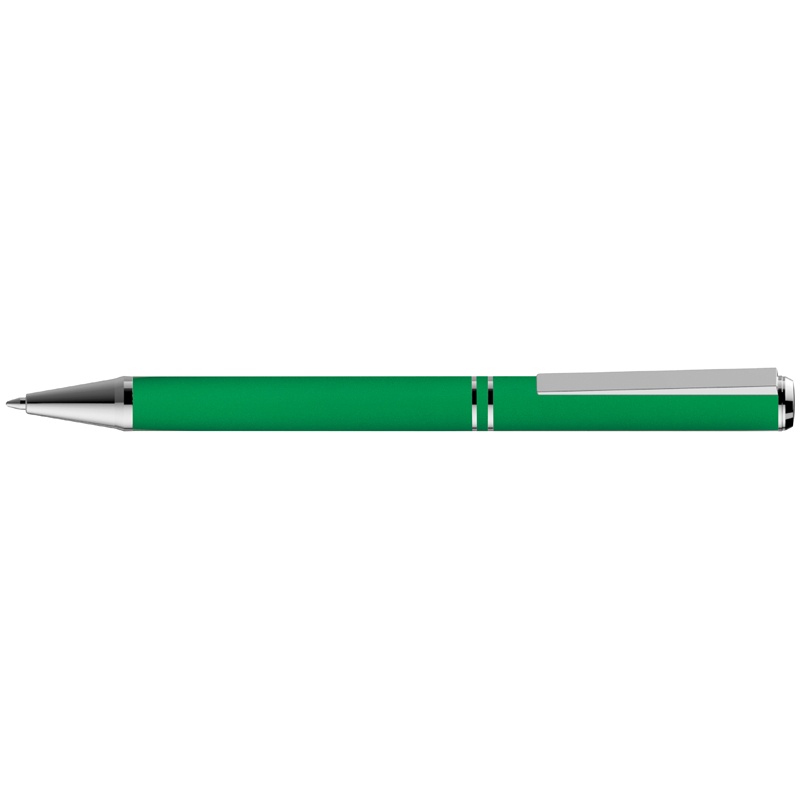 Logo trade promotional items image of: Metal ballpen with zig-zag clip, green