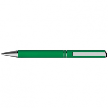 Logo trade promotional merchandise picture of: Metal ballpen with zig-zag clip, green