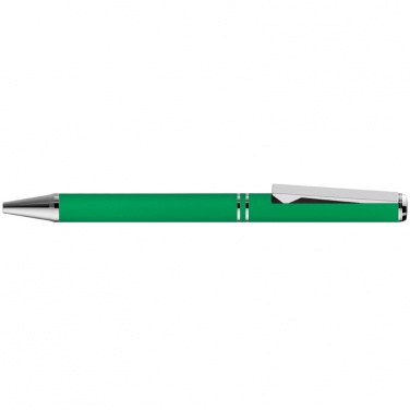 Logo trade promotional items image of: Metal ballpen with zig-zag clip, green