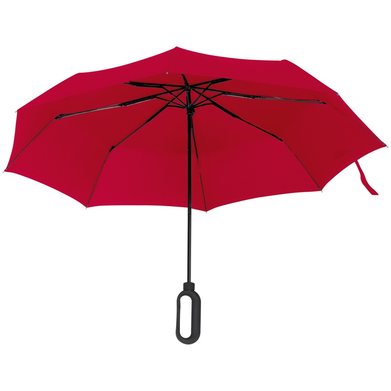 Logotrade advertising product image of: Automatic pocket umbrella with carabiner handle, Red