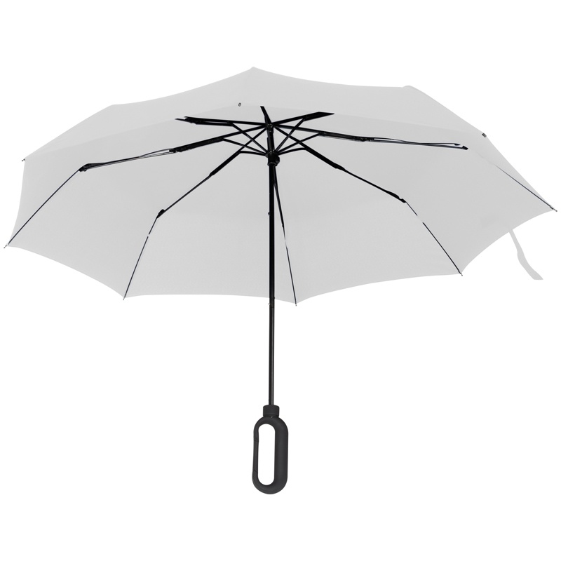 Logotrade business gift image of: Automatic pocket umbrella with carabiner handle, White