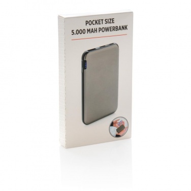 Logo trade promotional giveaways image of: Pocket-size 5.000 mAh powerbank, grey