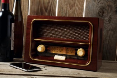 Logo trade promotional products image of: AM/FM radio RECEIVER, brown