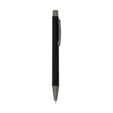 Logo trade advertising products picture of: Rubberized soft touch ball pen, black