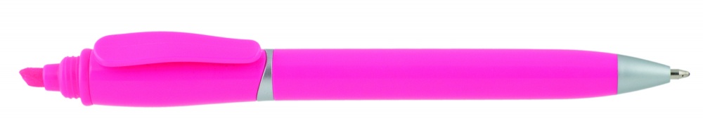 Logo trade promotional product photo of: Plastic ball pen with highlighter 2-in-1 GUARDA, Pink