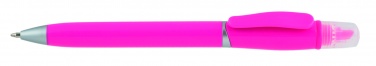 Logo trade corporate gift photo of: Plastic ball pen with highlighter 2-in-1 GUARDA, Pink