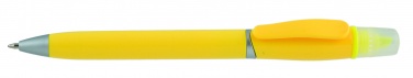 Logotrade promotional gift image of: Plastic ball pen with highlighter 2-in-1 GUARDA, Yellow