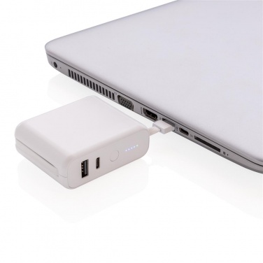 Logo trade corporate gift photo of: 5.000 mAh wireless charging 5W powerbank, white