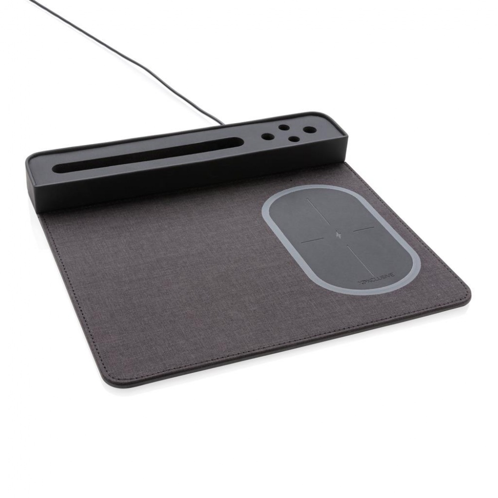 Logo trade promotional items image of: Air mousepad with 5W wireless charging and USB, black