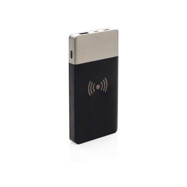 Logo trade advertising products image of: 5.000 mAh Soft Touch Wireless 5W Charging Powerbank
, grey