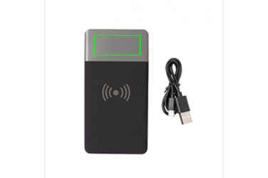 Logo trade advertising products image of: 5.000 mAh Soft Touch Wireless 5W Charging Powerbank
, grey