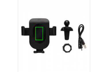 Logo trade promotional gifts picture of: 5W wireless charging gravity phone holder, black