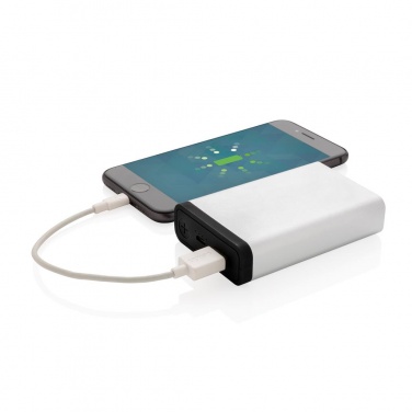 Logo trade promotional items image of: 10.000 mAh Aluminum pocket powerbank, silver