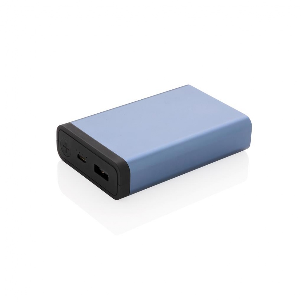 Logo trade promotional item photo of: 10.000 mAh Aluminum pocket powerbank, blue