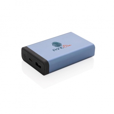 Logo trade promotional giveaways image of: 10.000 mAh Aluminum pocket powerbank, blue