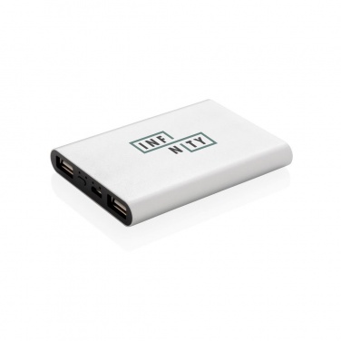 Logo trade promotional gifts picture of: Aluminium 5.000 mAh pocket powerbank, silver