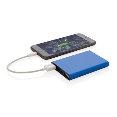 Logo trade advertising products image of: Aluminium 5.000 mAh pocket powerbank, blue