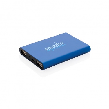 Logo trade advertising products image of: Aluminium 5.000 mAh pocket powerbank, blue