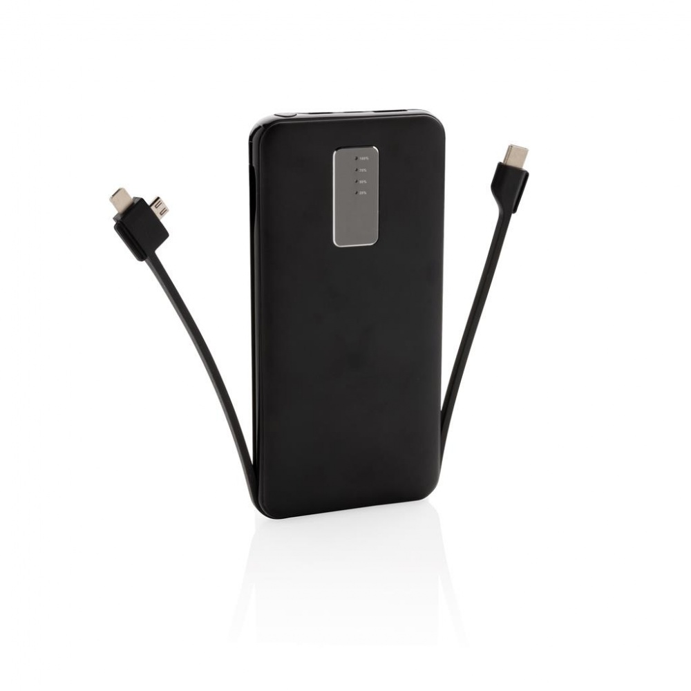 Logotrade advertising product image of: 10.000 mAh powerbank with integrated cable, black