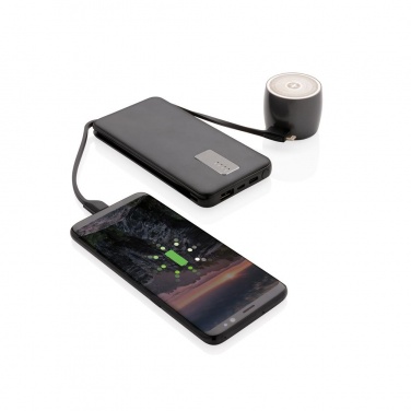 Logo trade promotional products image of: 10.000 mAh powerbank with integrated cable, black