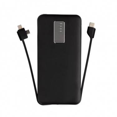 Logo trade promotional merchandise image of: 10.000 mAh powerbank with integrated cable, black