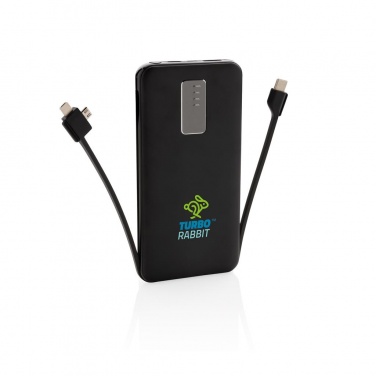 Logotrade corporate gift image of: 10.000 mAh powerbank with integrated cable, black