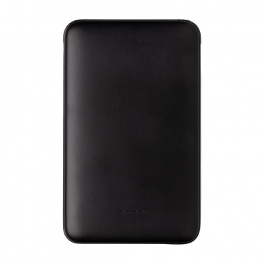 Logo trade promotional merchandise image of: 5.000 mAh Pocket Powerbank with integrated cables, black