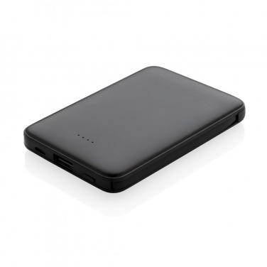 Logo trade promotional item photo of: 5.000 mAh Pocket Powerbank with integrated cables, black