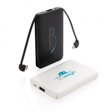 Logotrade promotional giveaways photo of: 5.000 mAh Pocket Powerbank with integrated cables, black