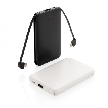 Logo trade advertising product photo of: 5.000 mAh Pocket Powerbank with integrated cables, black