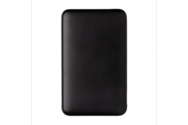 Logo trade promotional merchandise photo of: 5.000 mAh Pocket Powerbank with integrated cables, black