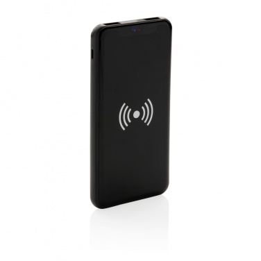 Logo trade business gift photo of: Ultra Thin 4.000 mAh Wireless 5W Charging Powerbank, black