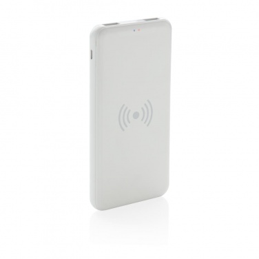 Logo trade promotional merchandise picture of: Ultra Thin 4.000 mAh Wireless 5W Charging Powerbank, white