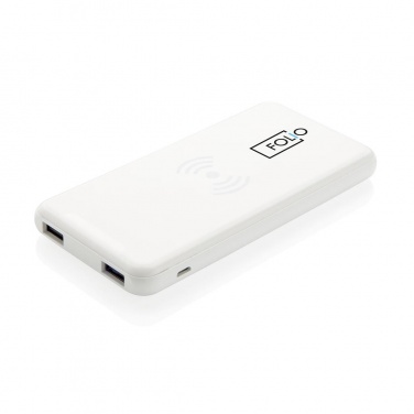 Logotrade promotional item image of: Ultra Thin 4.000 mAh Wireless 5W Charging Powerbank, white