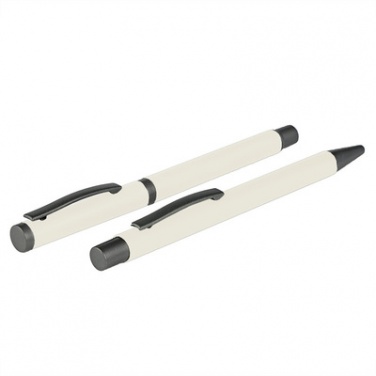 Logo trade promotional item photo of: Writing set, ball pen and roller ball pen, white