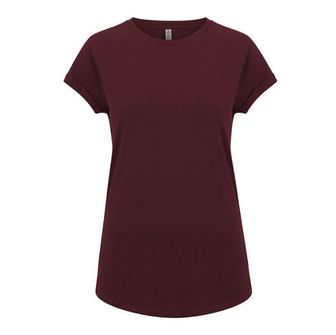 Logo trade corporate gift photo of: Salvage women´s rolled sleeve t-shirt, burgundy