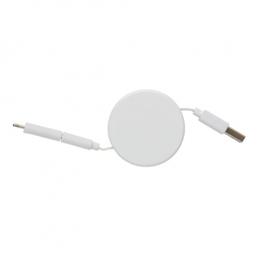 Logotrade advertising product picture of: Ontario 3-in-1 retractable cable, white