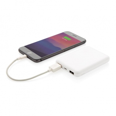 Logo trade promotional giveaways image of: High Density 5.000 mAh Pocket Powerbank, white