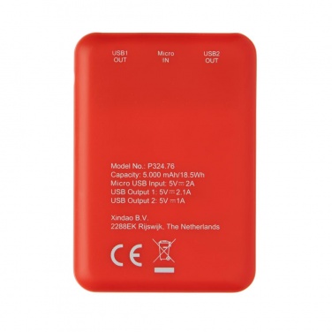 Logotrade promotional giveaway picture of: High Density 5.000 mAh Pocket Powerbank, red