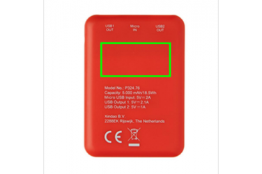 Logotrade promotional merchandise image of: High Density 5.000 mAh Pocket Powerbank, red